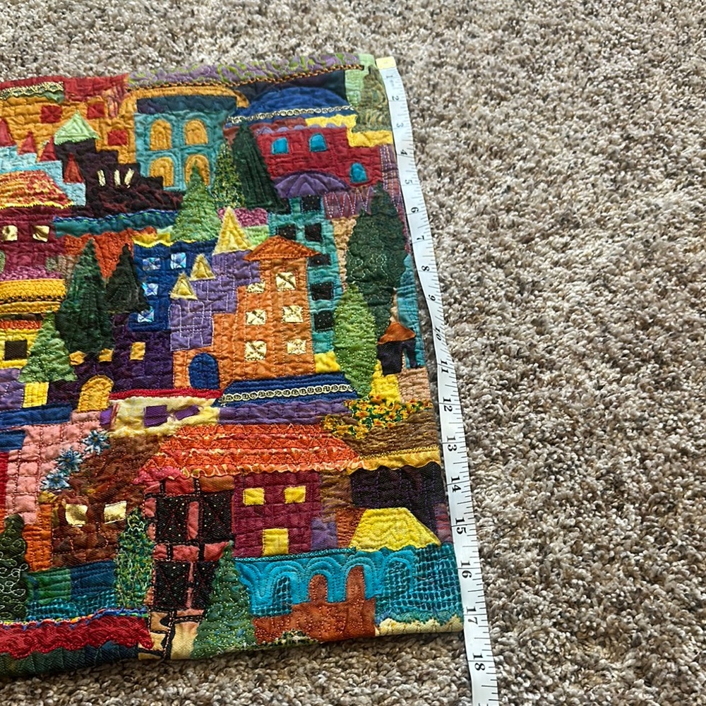 Handmade Wall Quilt Colorful Tapestry Art Piece - Picture 4 of 6